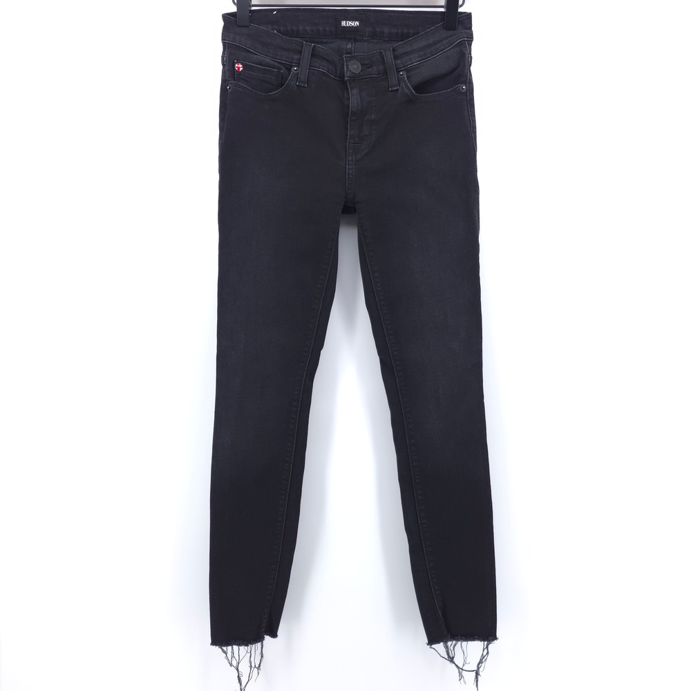 Hudson Women's Krista Super Skinny Jeans Size 26 Black Raw Hem Casual Chic